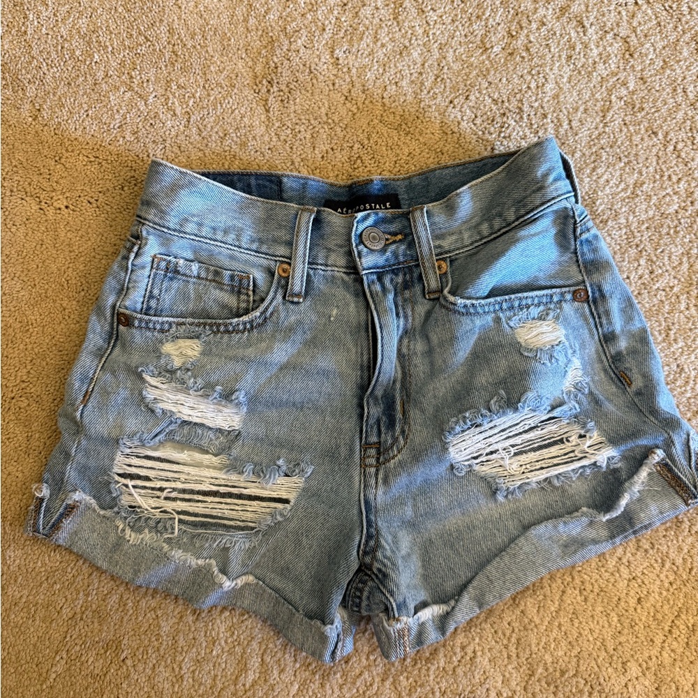 Aeropostale Light Blue Distressed Jean Shorts